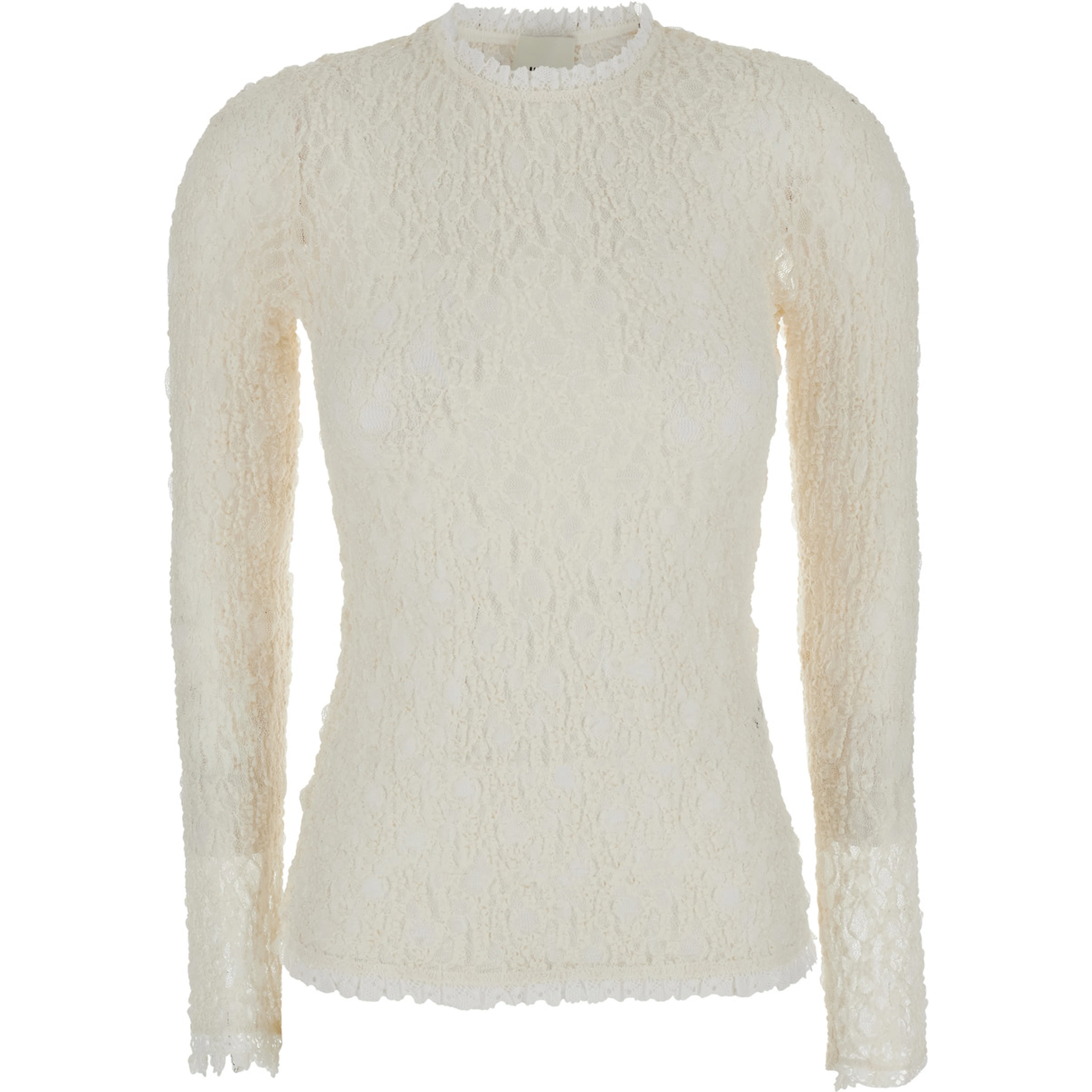 Brany white top with all-over lace trim in cotton blend for women