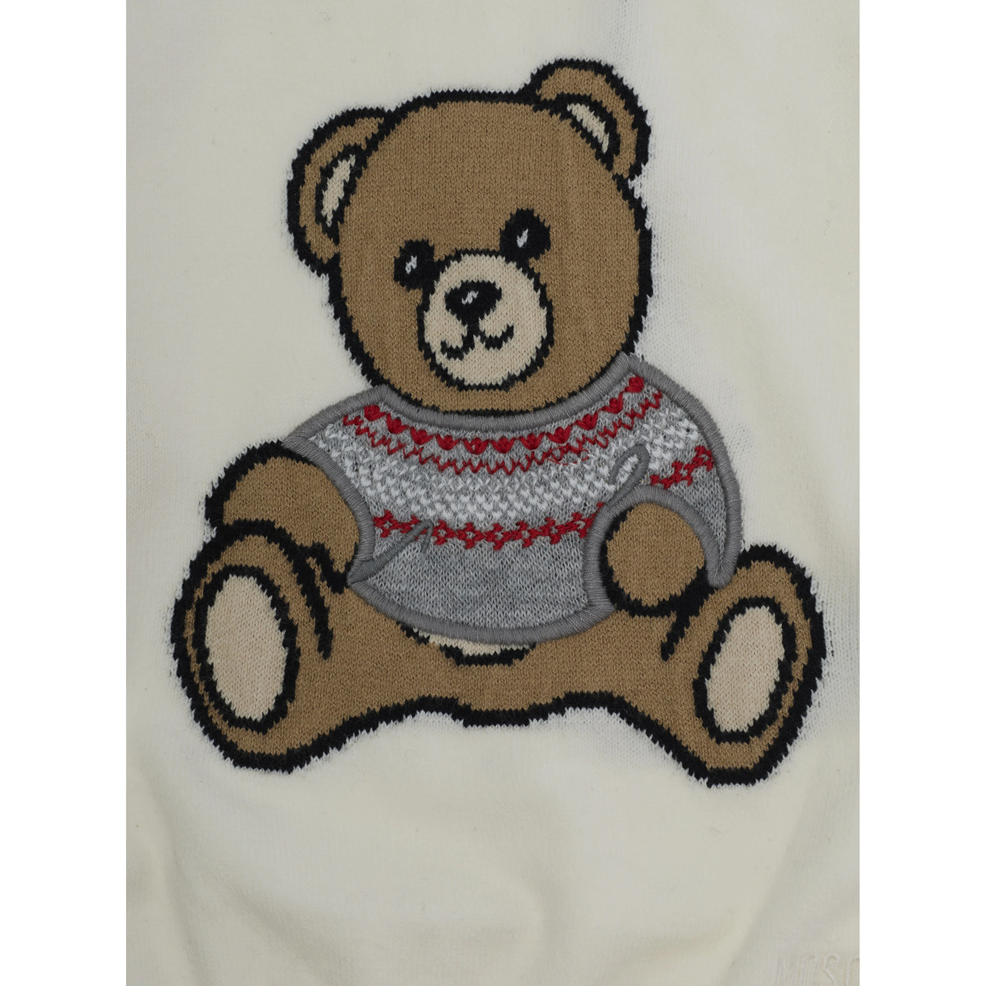 SWEATER with round neck and long sleeves in Cotton and Wool White Boy