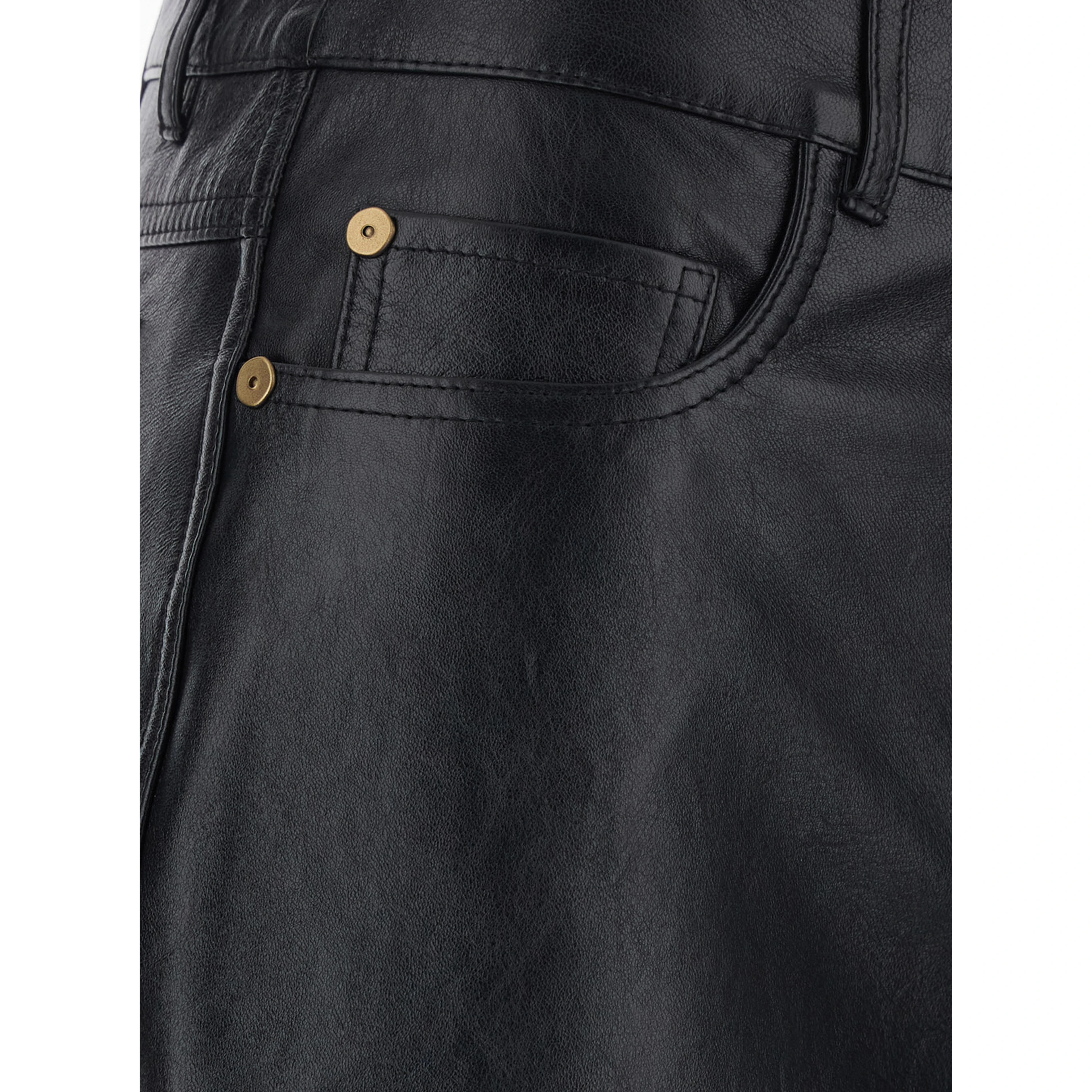 Pesca Black Pants with Five-Pocket Design in Leather for Women