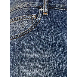 blue flare jeans with five-pocket design and Faded effect in denim for men