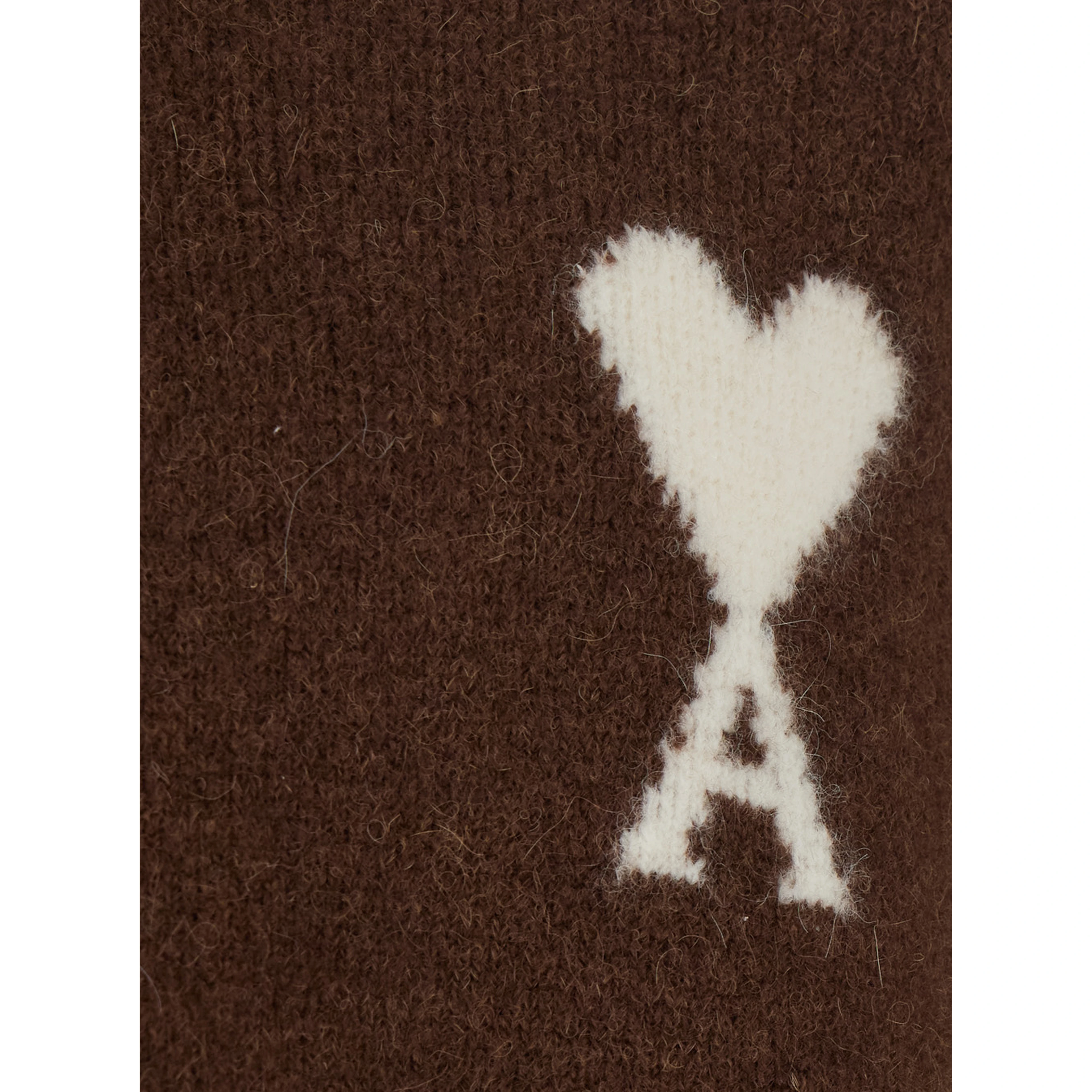 Brown Sweater with polo collar and ADC embroidery on the front in wool for men