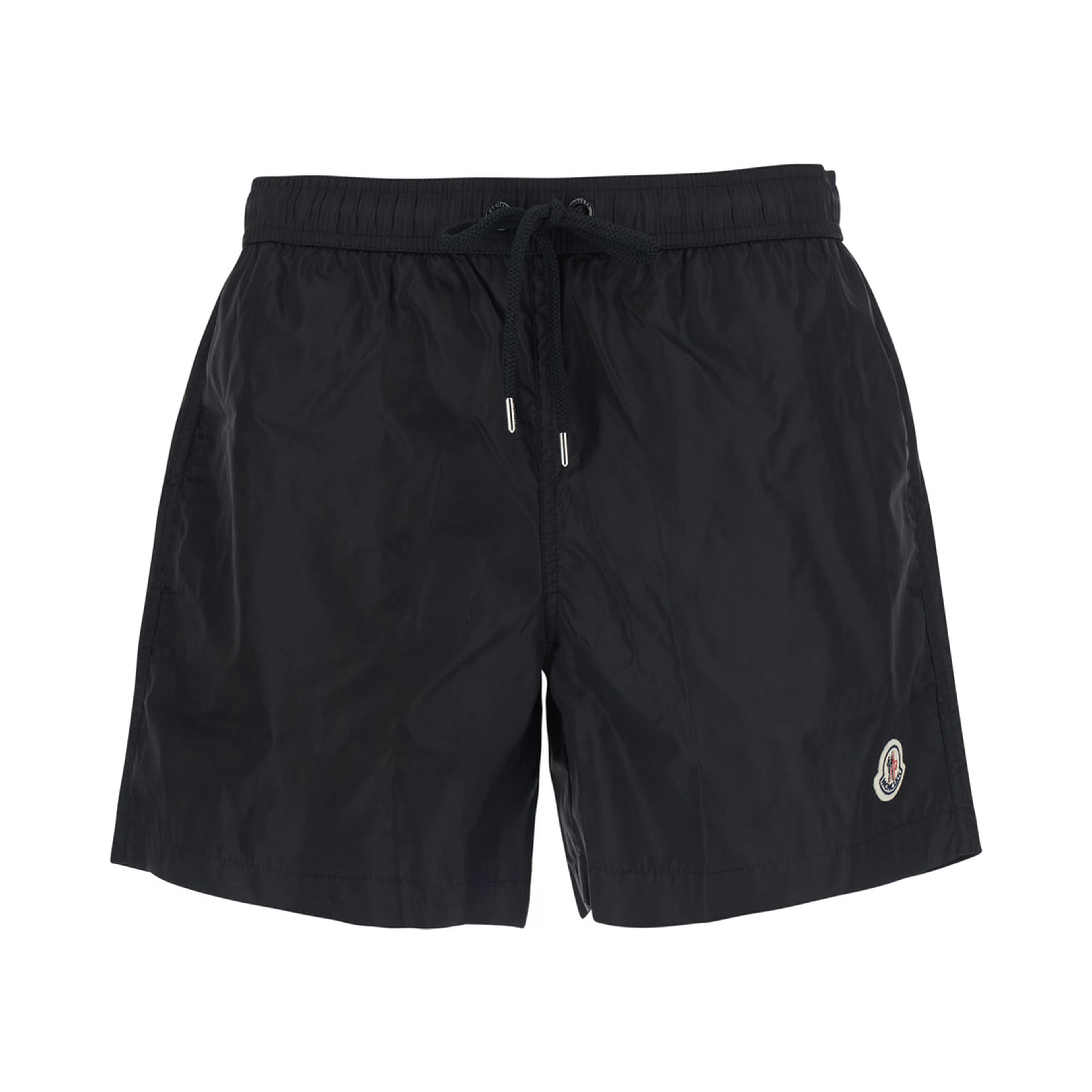 Black Swim shorts with Elasticated Waist and Logo Patch on the Front in Tech Fabric for Men