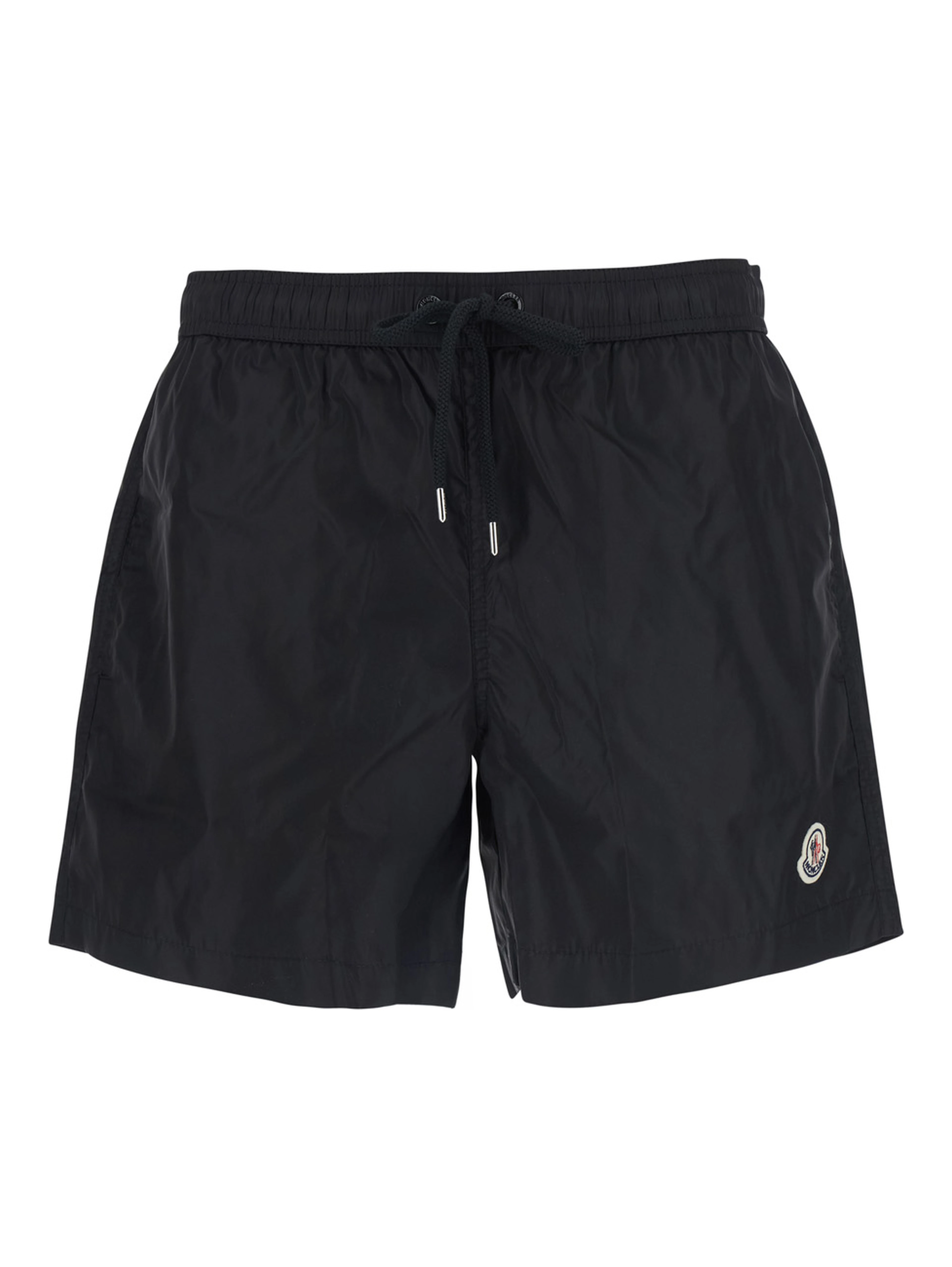 Black Swim shorts with Elasticated Waist and Logo Patch on the Front in Tech Fabric for Men