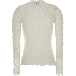 Brany white top with all-over lace trim in cotton blend for women