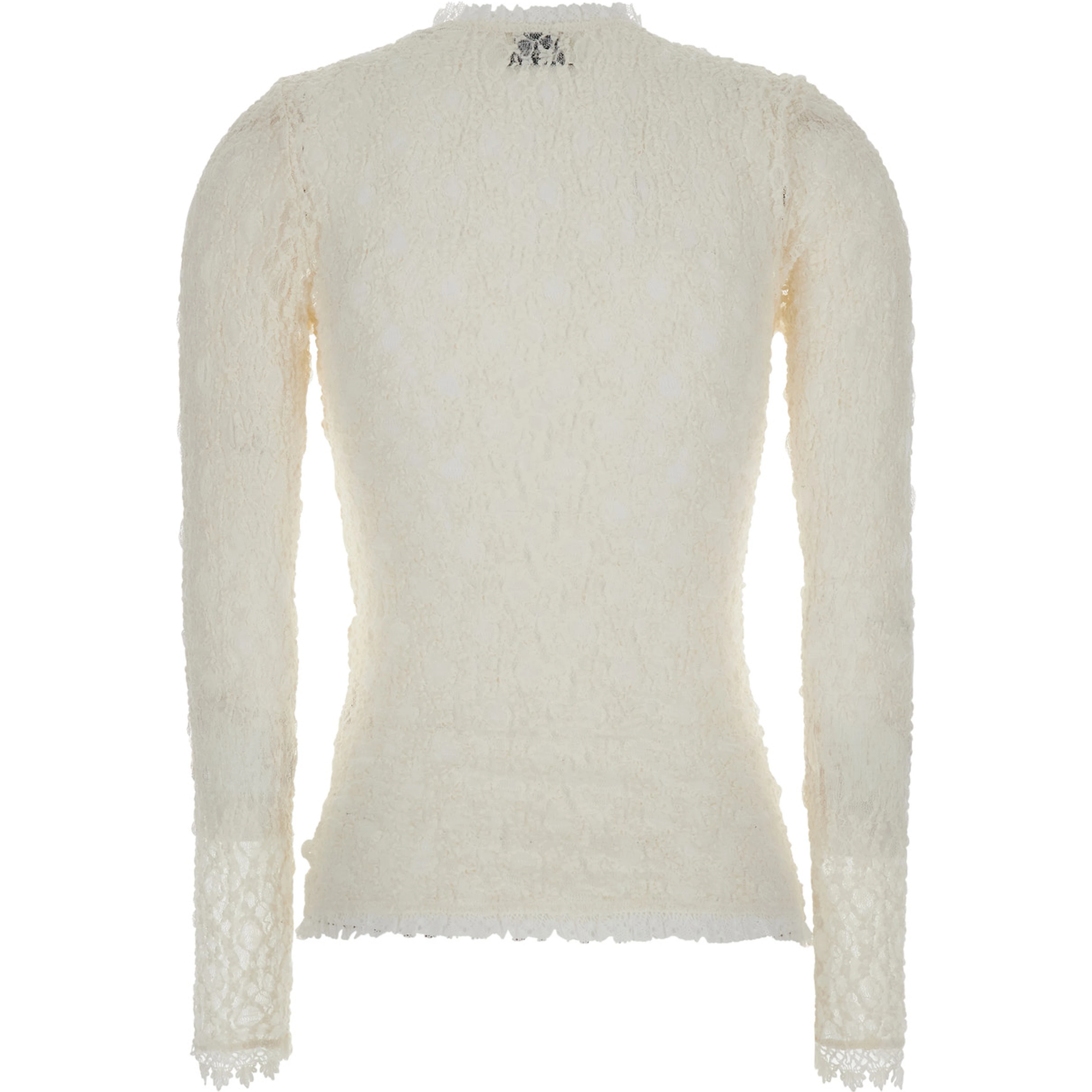 Brany white top with all-over lace trim in cotton blend for women