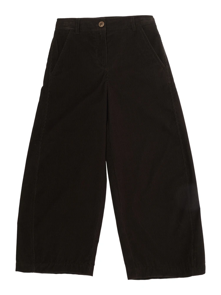 Brown Pants with Logo Patch on the Back in Corduroy Girl