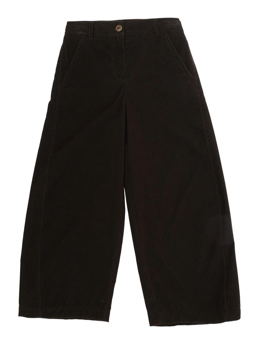 Brown Pants with Logo Patch on the Back in Corduroy Girl