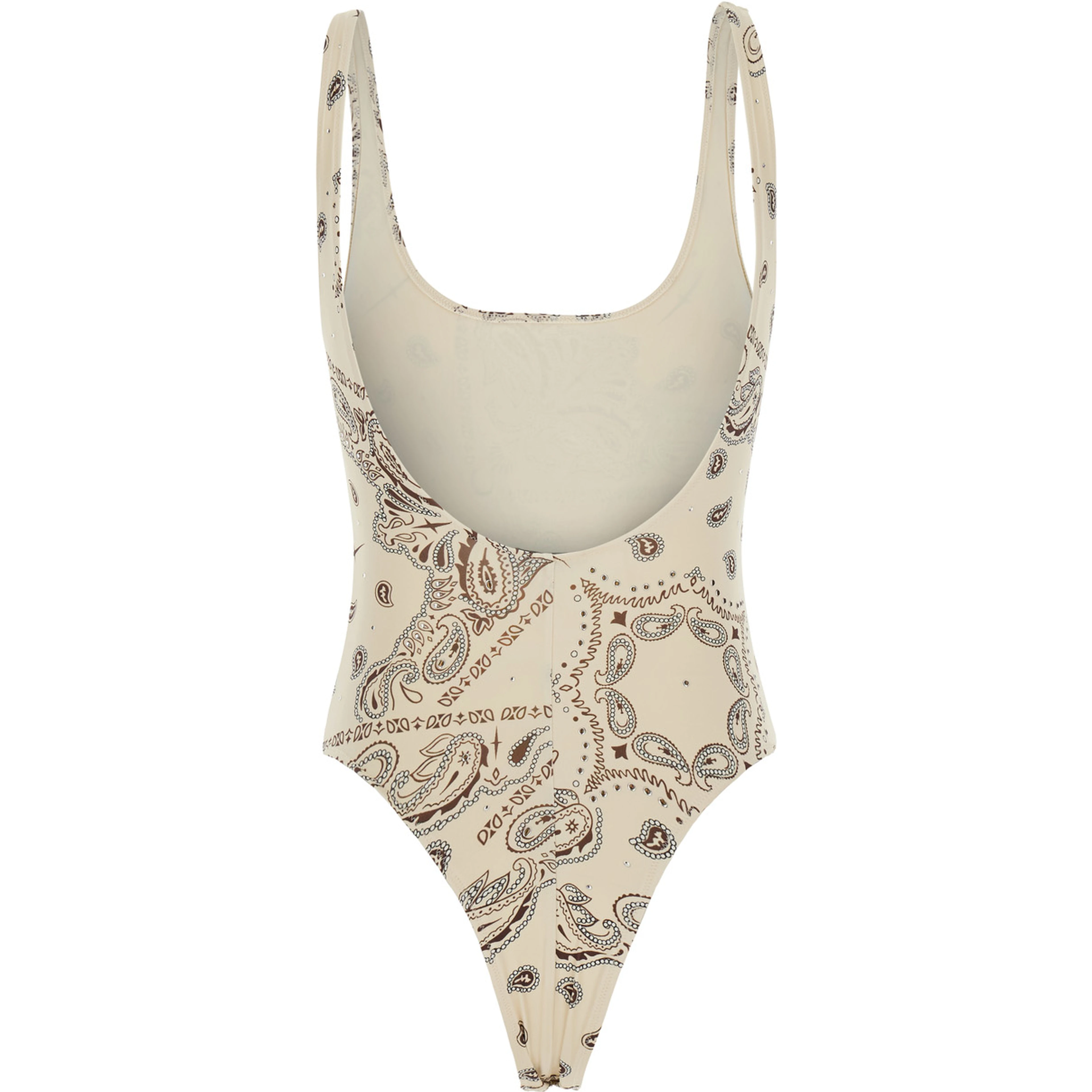White Swimsuit with fixed straps and all-over print in Tech Fabric for women