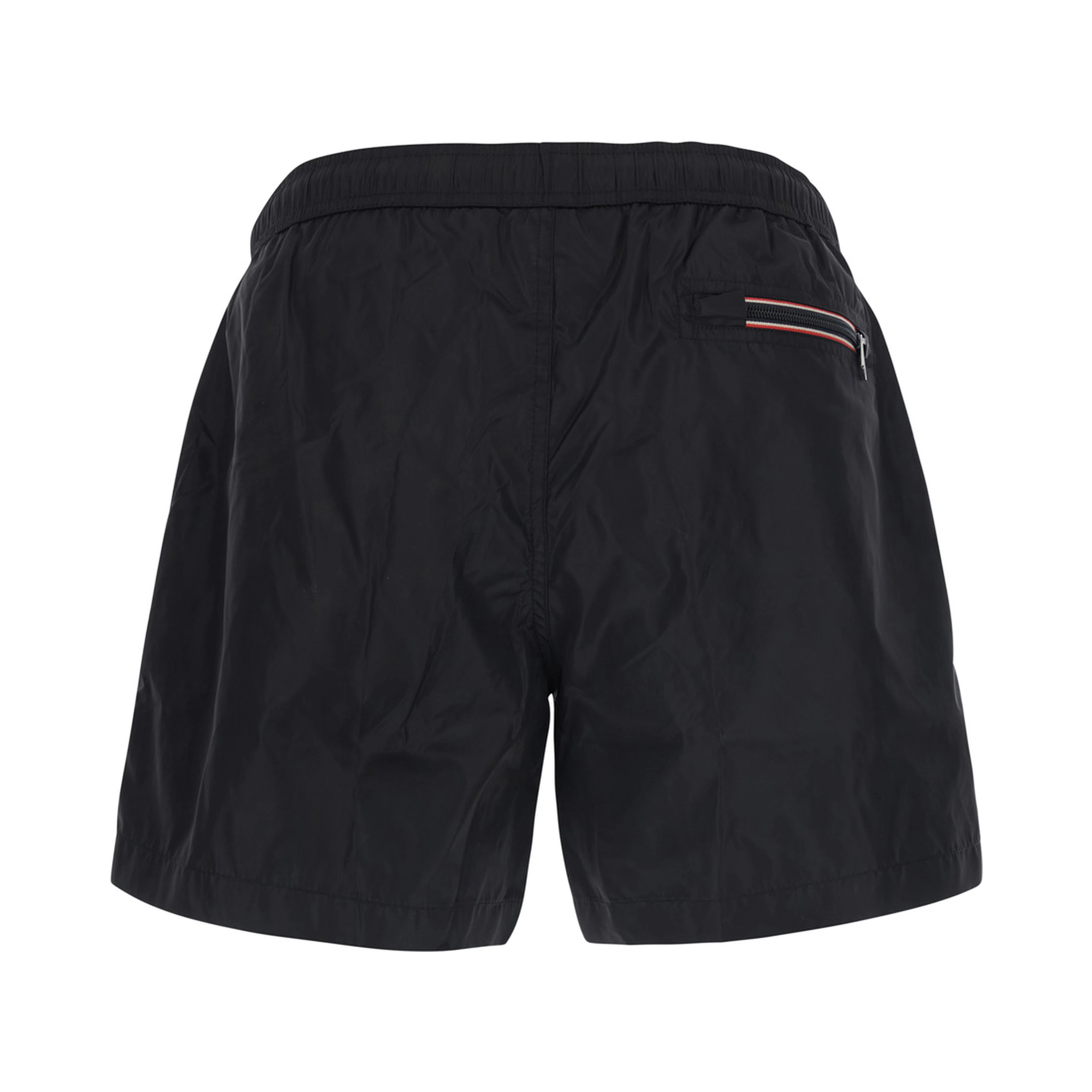 Black Swim shorts with Elasticated Waist and Logo Patch on the Front in Tech Fabric for Men