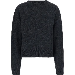 WOOL CASHMERE PULL with round neck and long sleeves in Gray for men