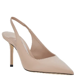 Love Beige Slingback Pumps with High Heel in Leather for Women
