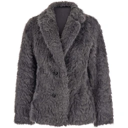 Grey Fur Coat with Reversible Design in faux-fur for Women