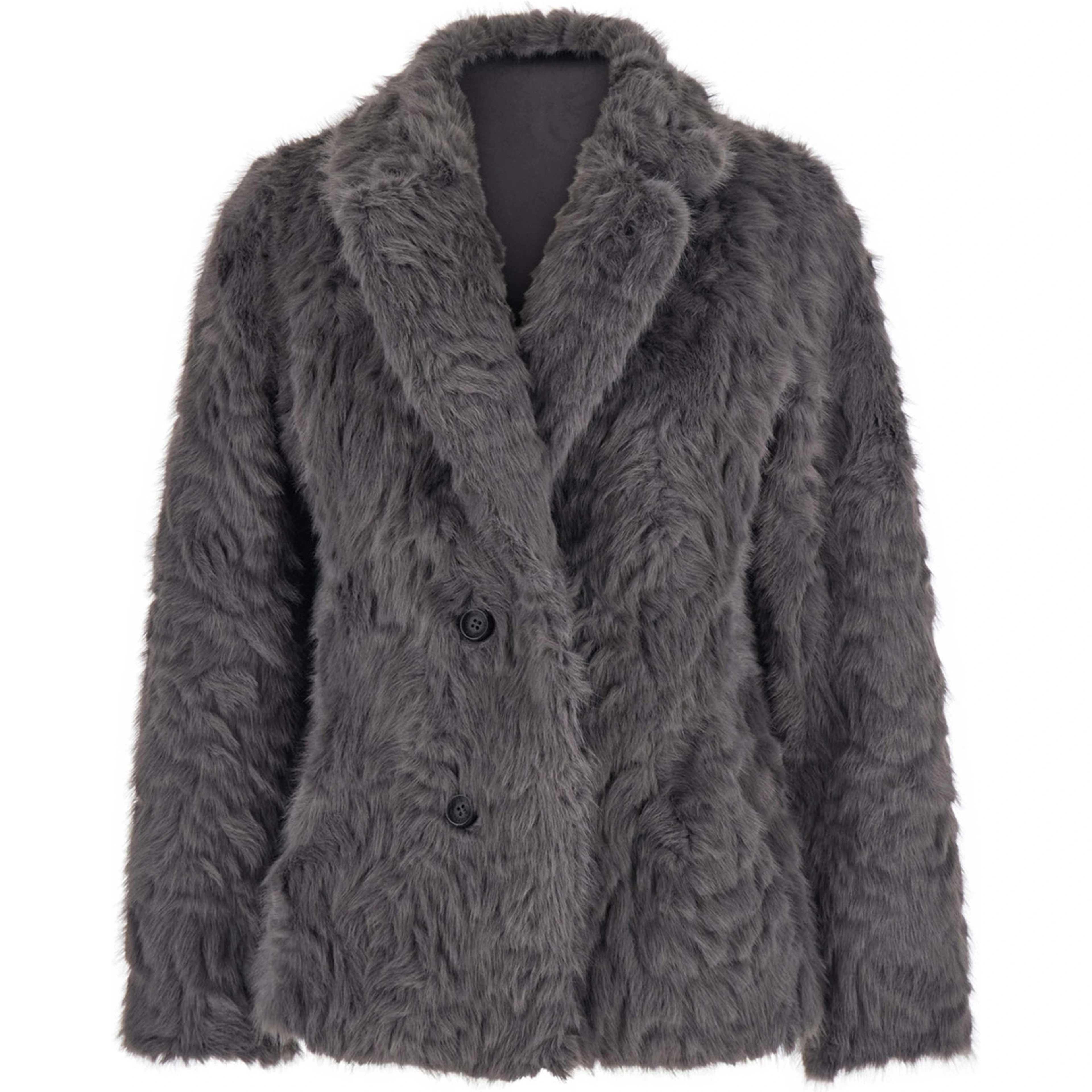 Grey Fur Coat with Reversible Design in faux-fur for Women