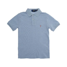 Light Blue Polo Shirt with Classic Collar and Pony Embroidery on the Front in Cotton Boy