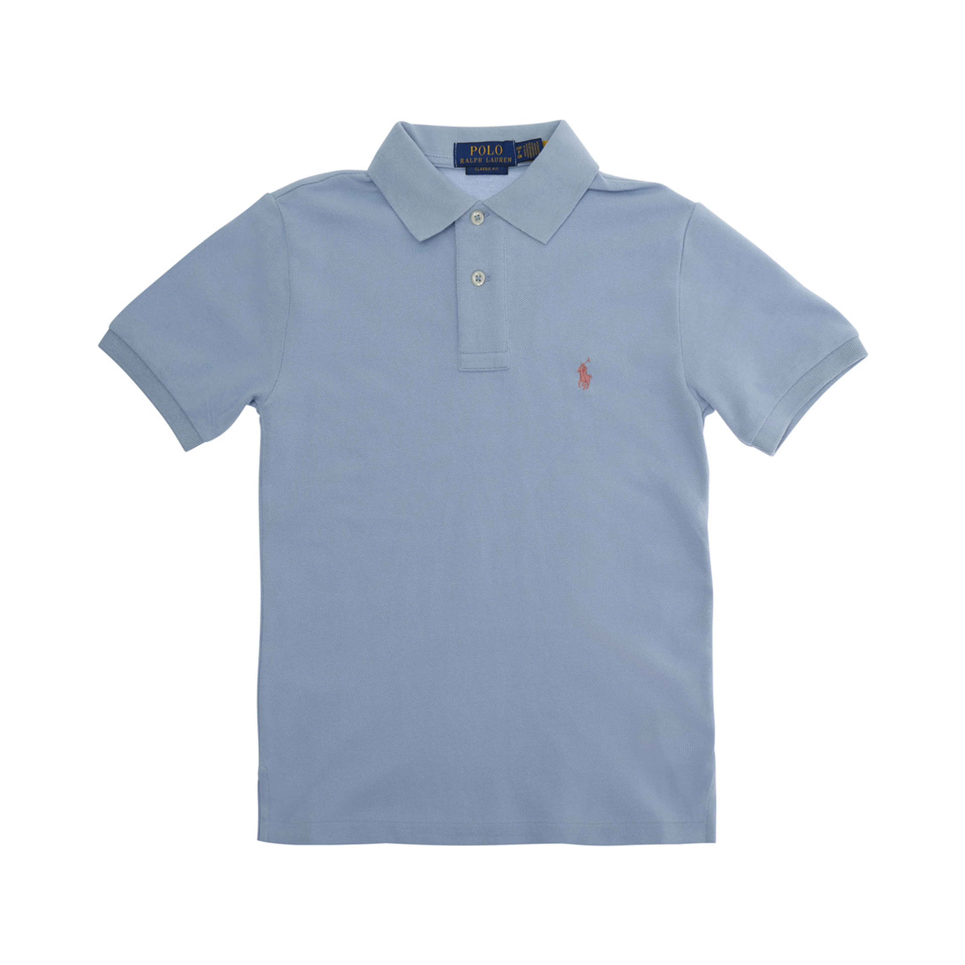 Light Blue Polo Shirt with Classic Collar and Pony Embroidery on the Front in Cotton Boy