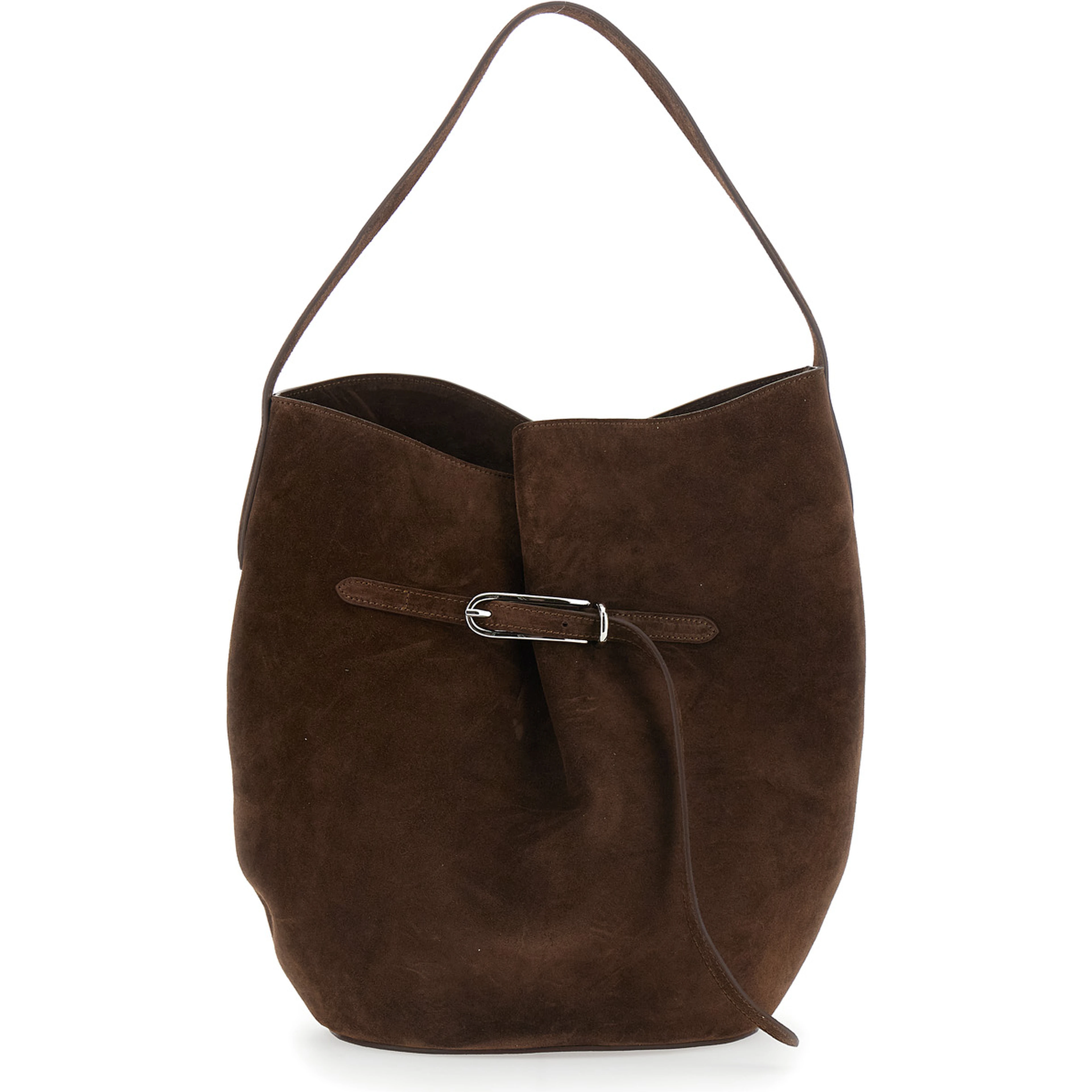 Brown Crossbody bag with adjustable strap in Suede for Women