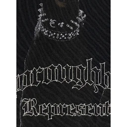 Black Hoodie with Maxi Logo Print on the Front and Faded Design in Cotton for Men