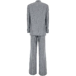 Loreley Gray Double-Breasted Suit with Check Motif in Wool Blend  for Women