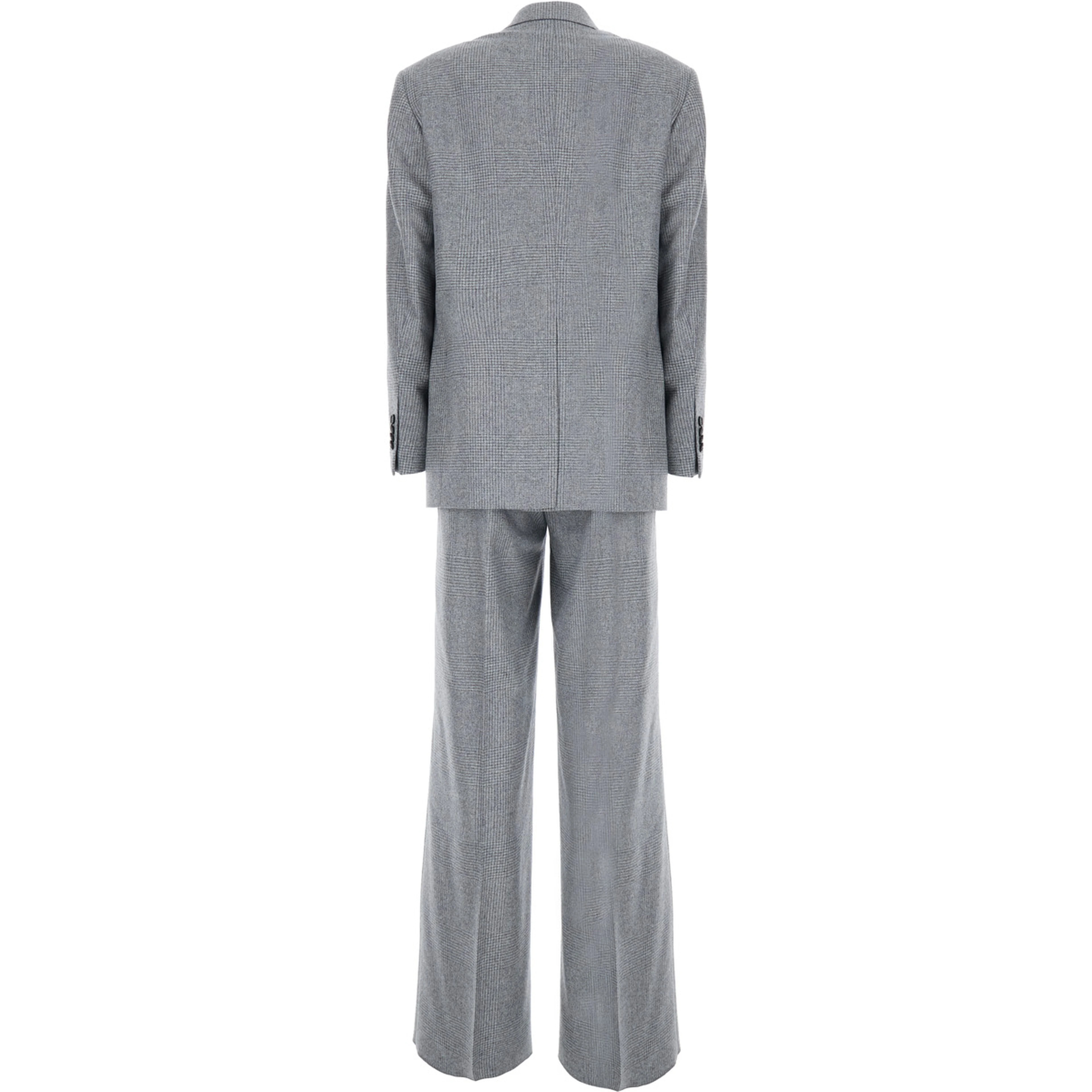 Loreley Gray Double-Breasted Suit with Check Motif in Wool Blend  for Women