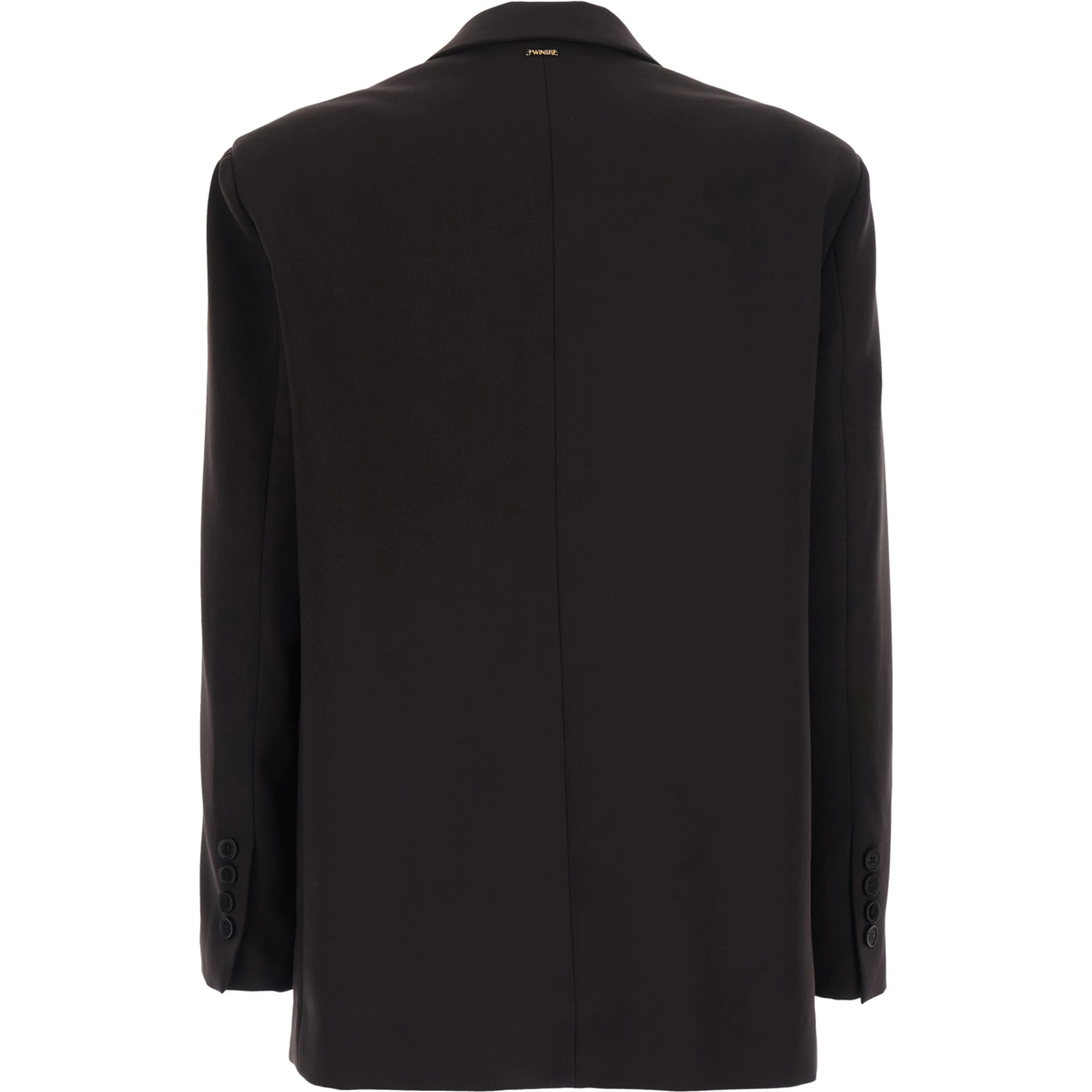 Brown Double-Breasted Jacket with Peak Revers in Stretch Viscose Blend Women