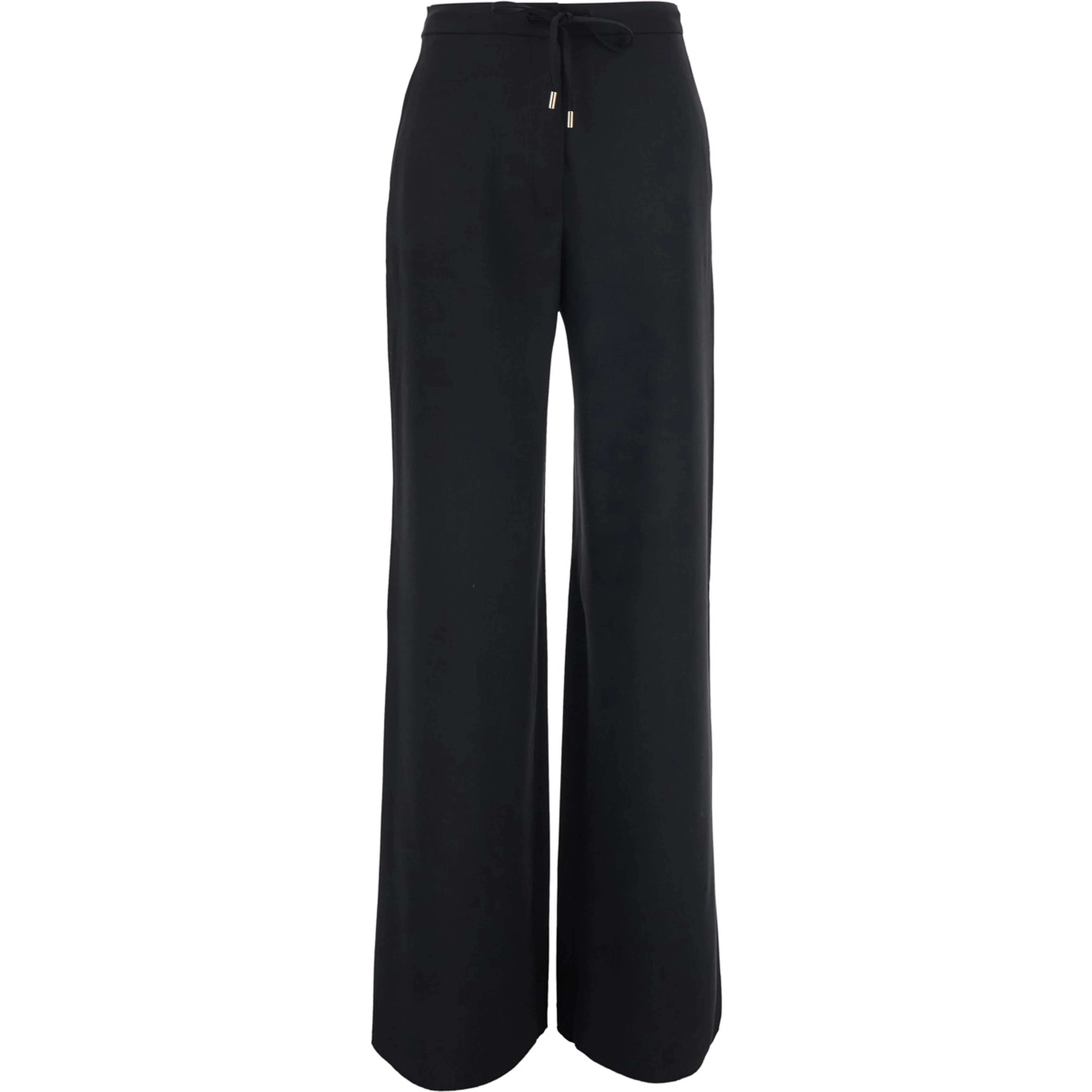 Pants with pockets and straight hem in black tech fabric for women