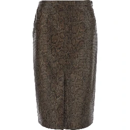 brown Skirt with snake print in Tech Fabric for women