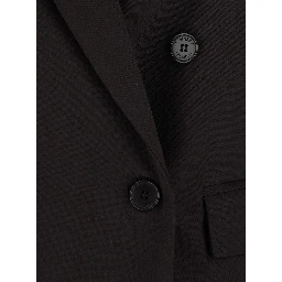 Brown Double-Breasted Jacket with Peak Revers in Stretch Viscose Blend Women