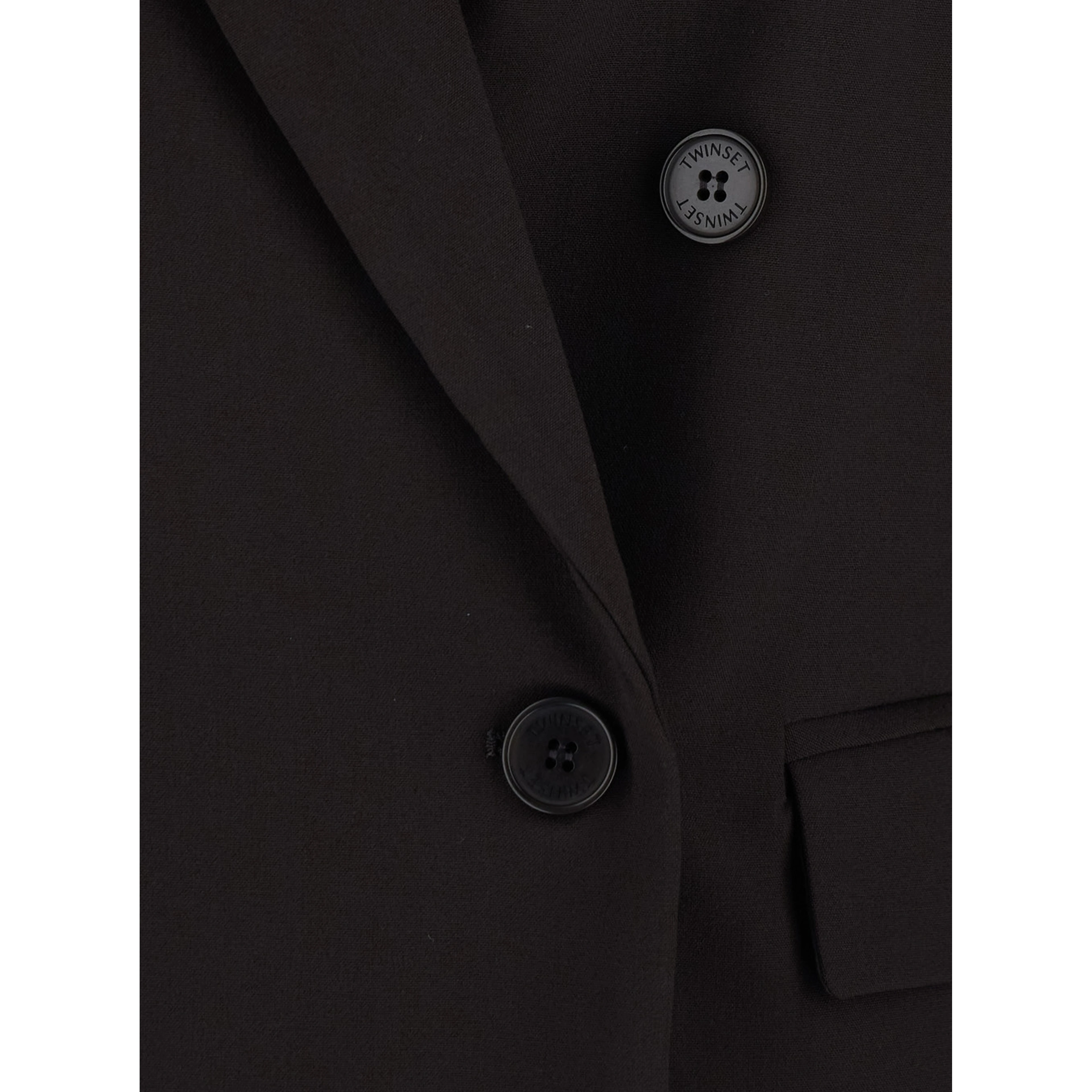 Brown Double-Breasted Jacket with Peak Revers in Stretch Viscose Blend Women