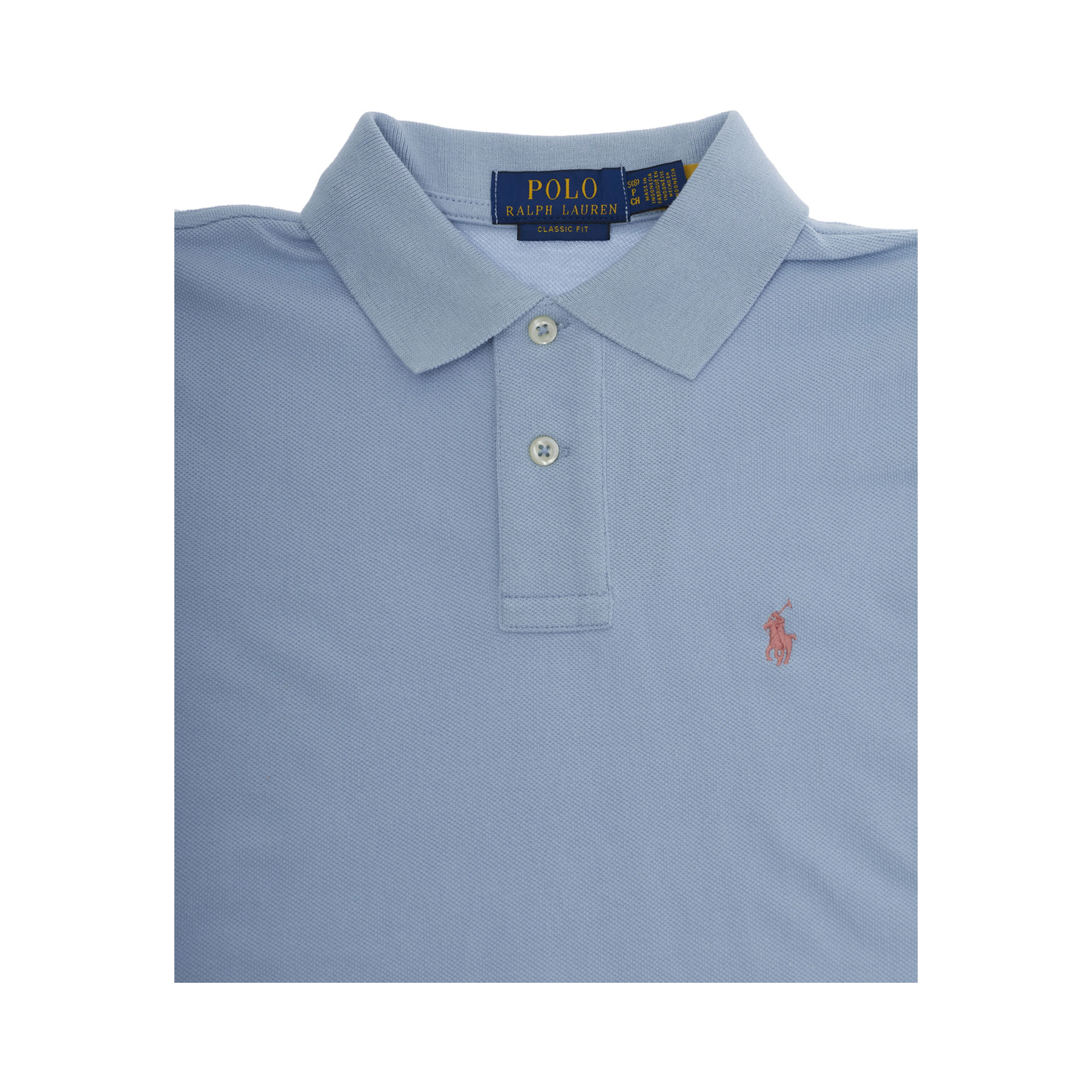 Light Blue Polo Shirt with Classic Collar and Pony Embroidery on the Front in Cotton Boy