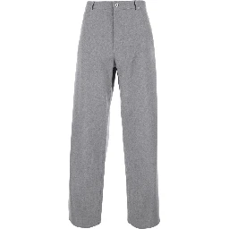 grey Pants with front closure and Patch pockets in wool for men