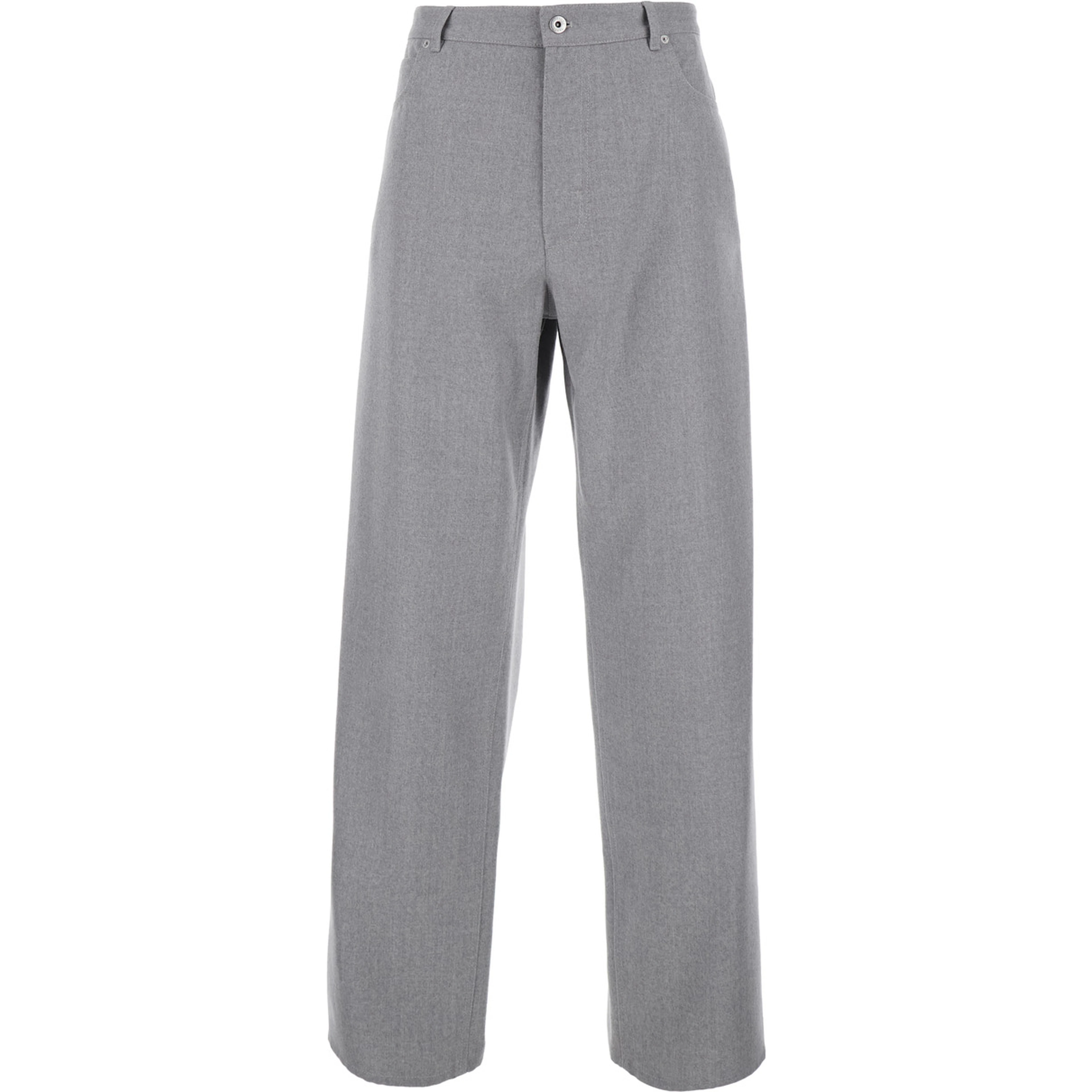 grey Pants with front closure and Patch pockets in wool for men