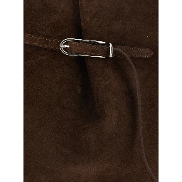 Brown Crossbody bag with adjustable strap in Suede for Women