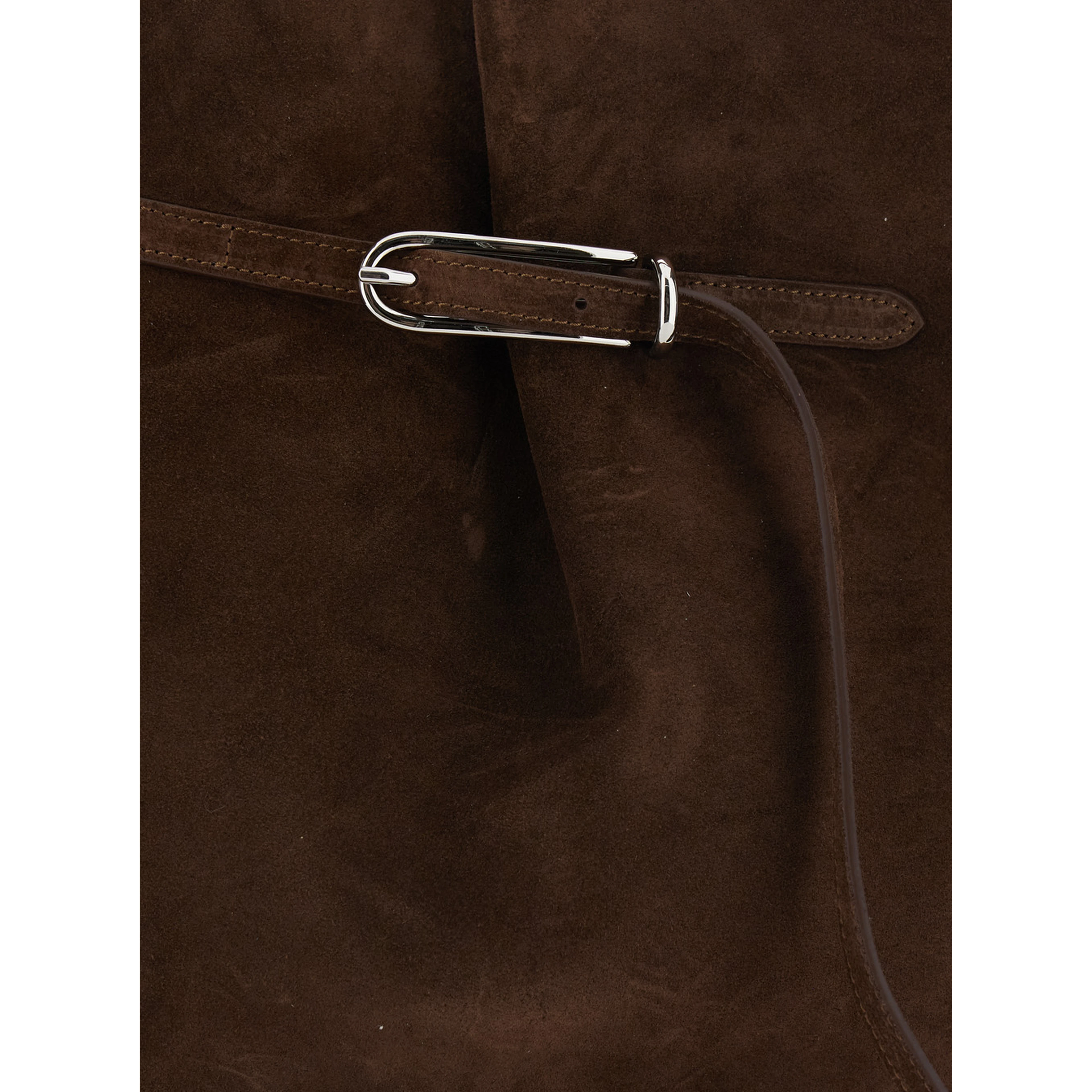 Brown Crossbody bag with adjustable strap in Suede for Women