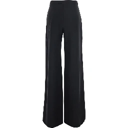 Pants with pockets and straight hem in black tech fabric for women