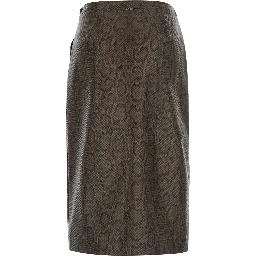 brown Skirt with snake print in Tech Fabric for women