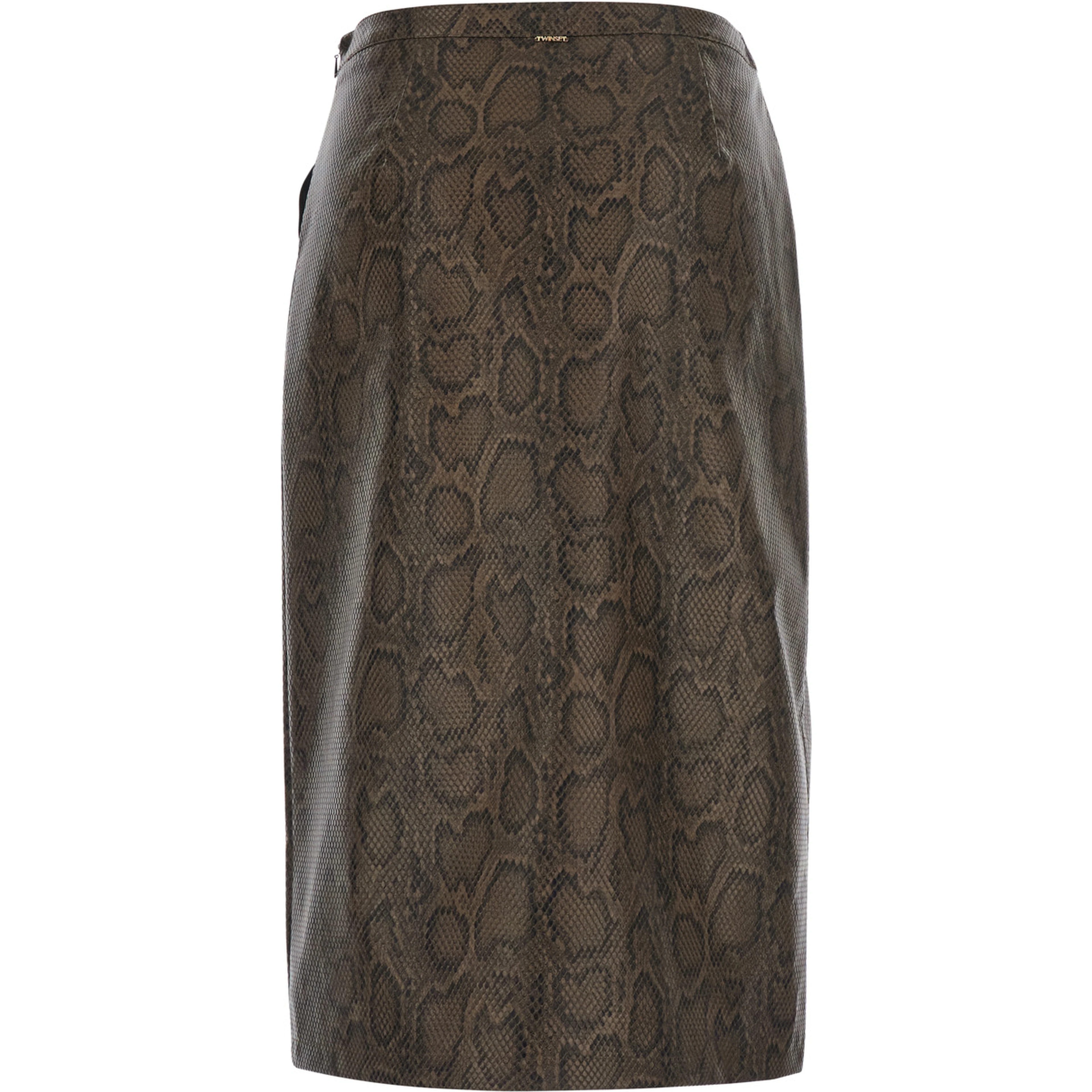 brown Skirt with snake print in Tech Fabric for women