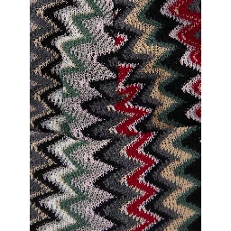 Multicolor beanie with turn-up brim ZigZag motif in wool blend for women