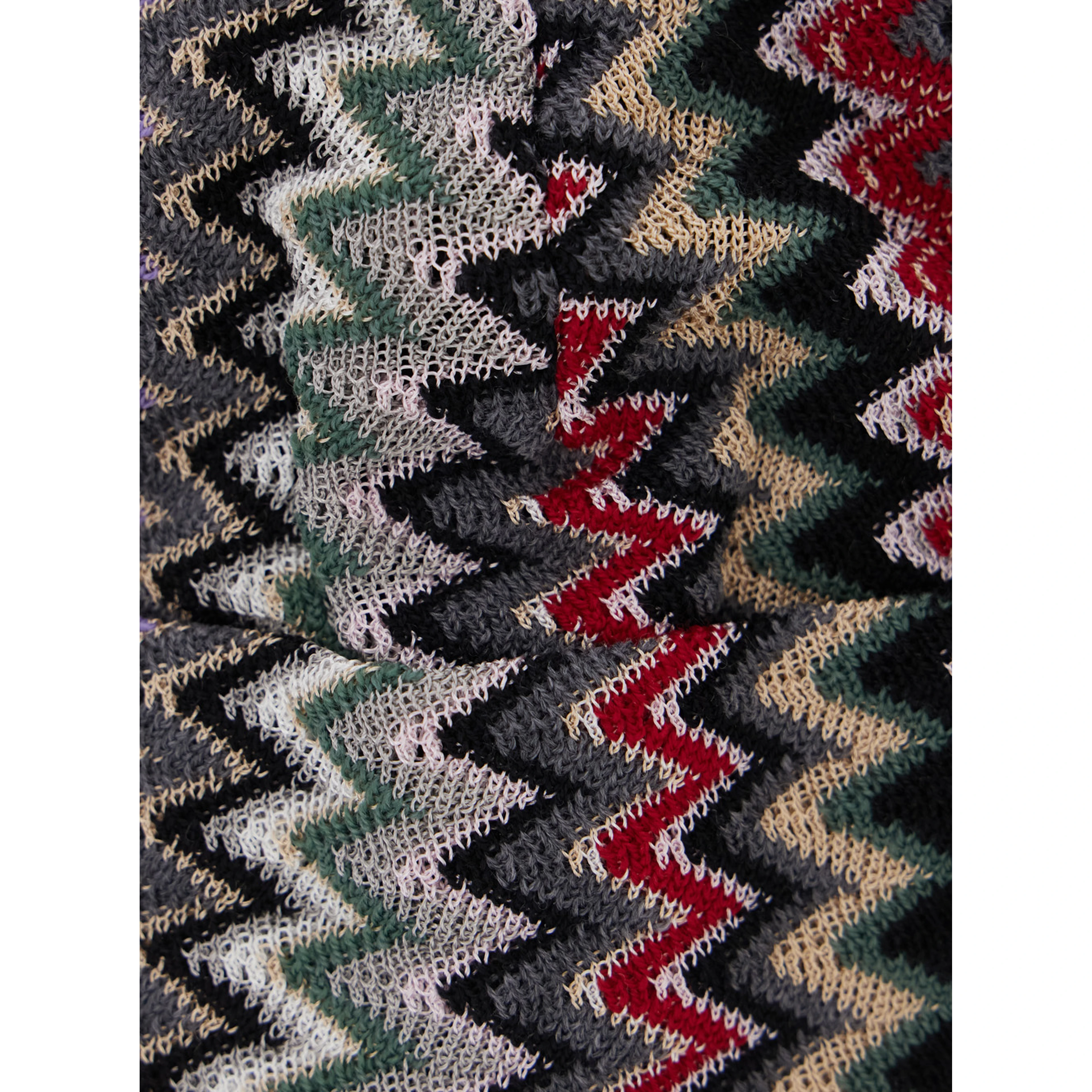 Multicolor beanie with turn-up brim ZigZag motif in wool blend for women