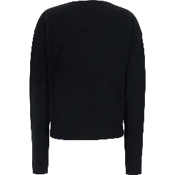 Black Sweater with V-neck and crossed design in wool and cashmere Women
