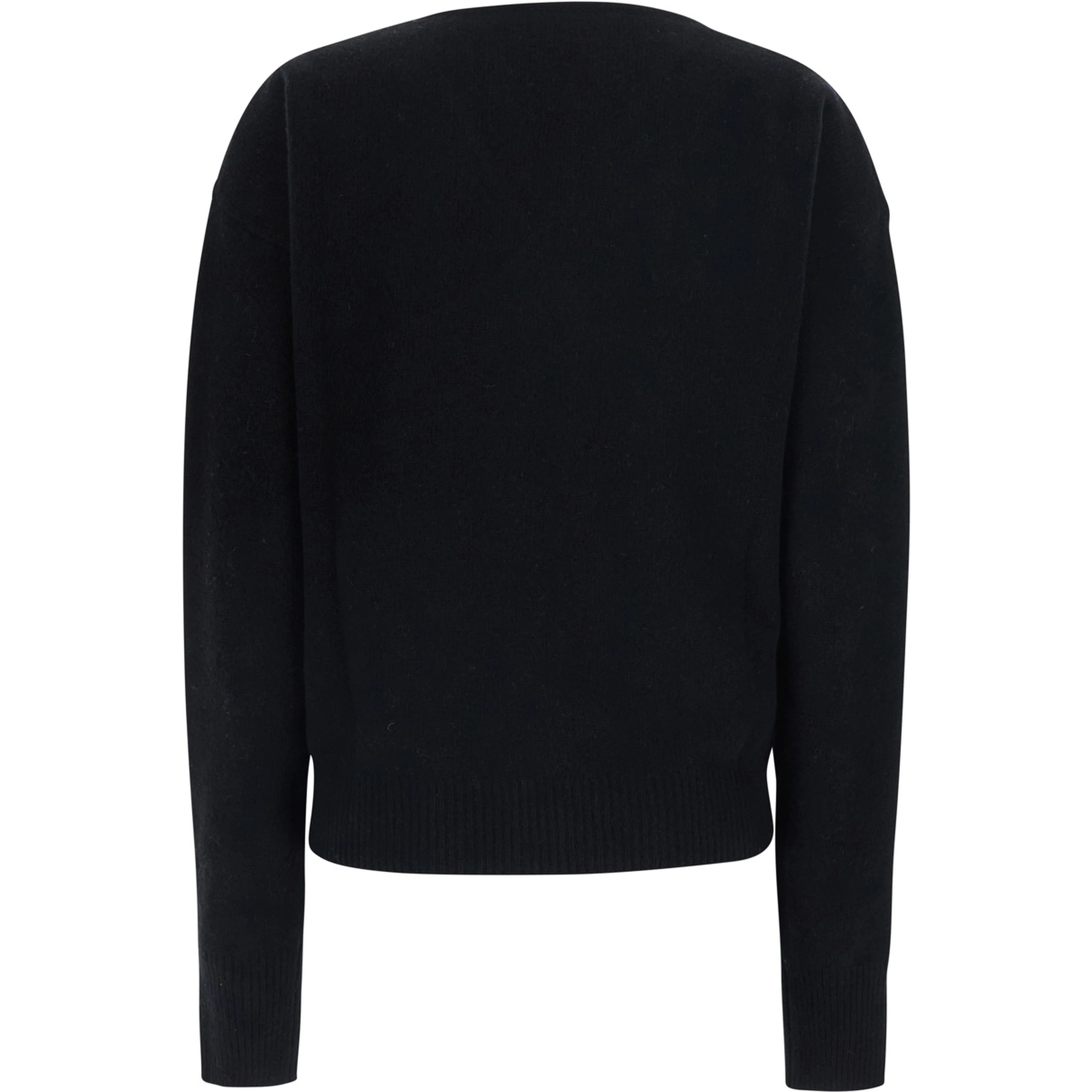Black Sweater with V-neck and crossed design in wool and cashmere Women