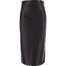 Brown Skirt with zip closure at the back in Ecoleather for women