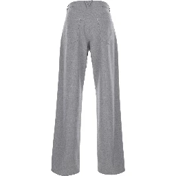 grey Pants with front closure and Patch pockets in wool for men