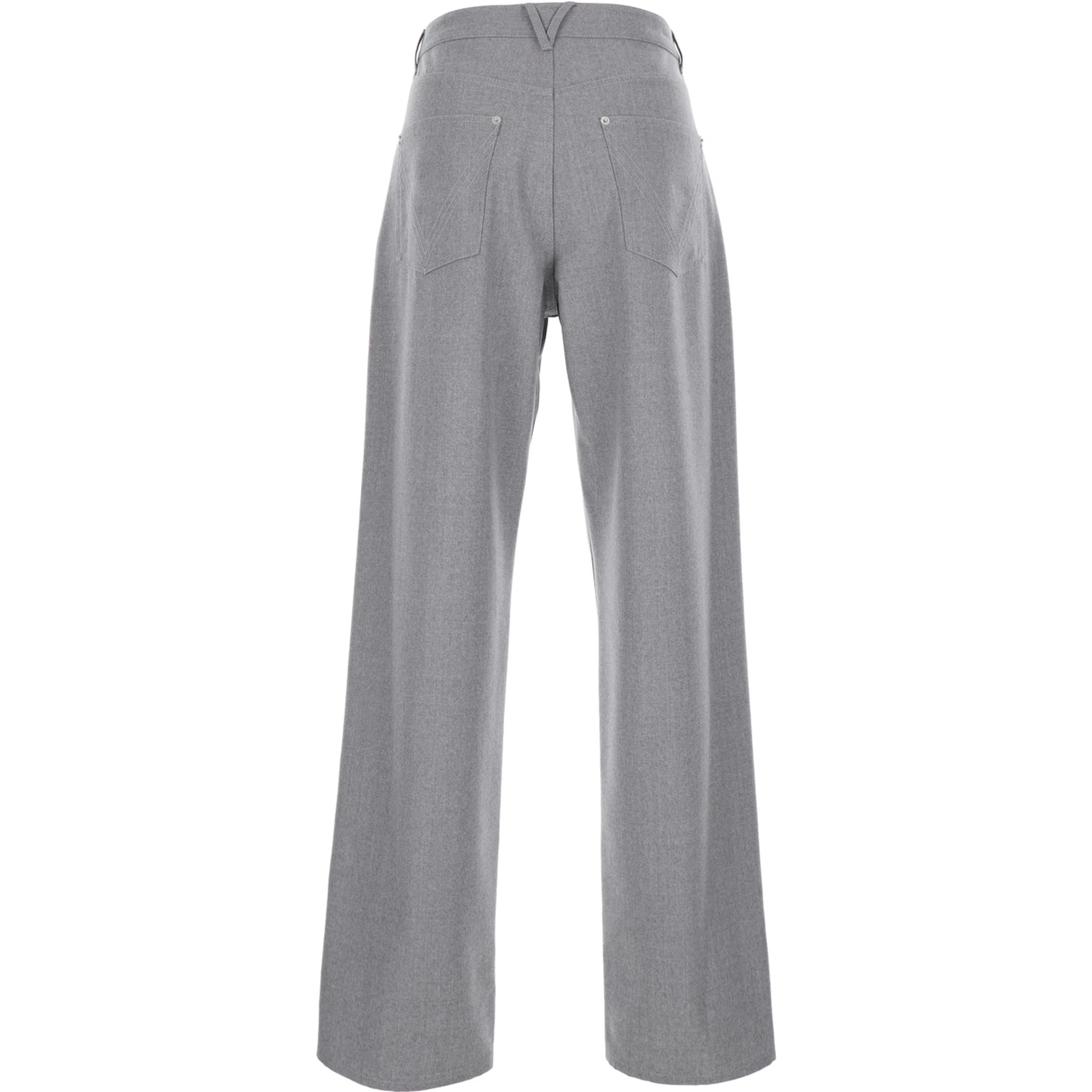 grey Pants with front closure and Patch pockets in wool for men