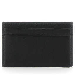 Cardholder with GG Plate on the Front in Black Leather for Men