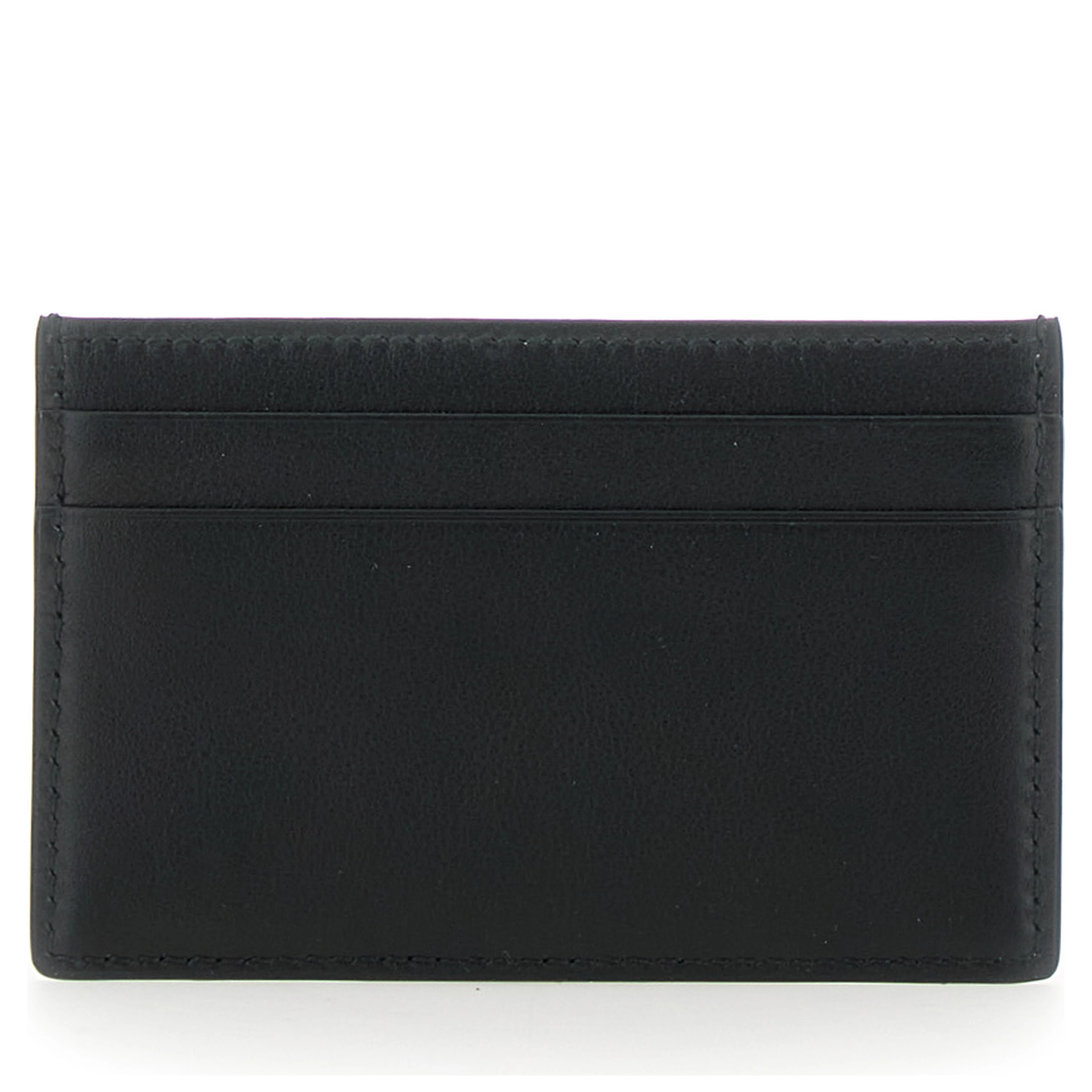 Cardholder with GG Plate on the Front in Black Leather for Men