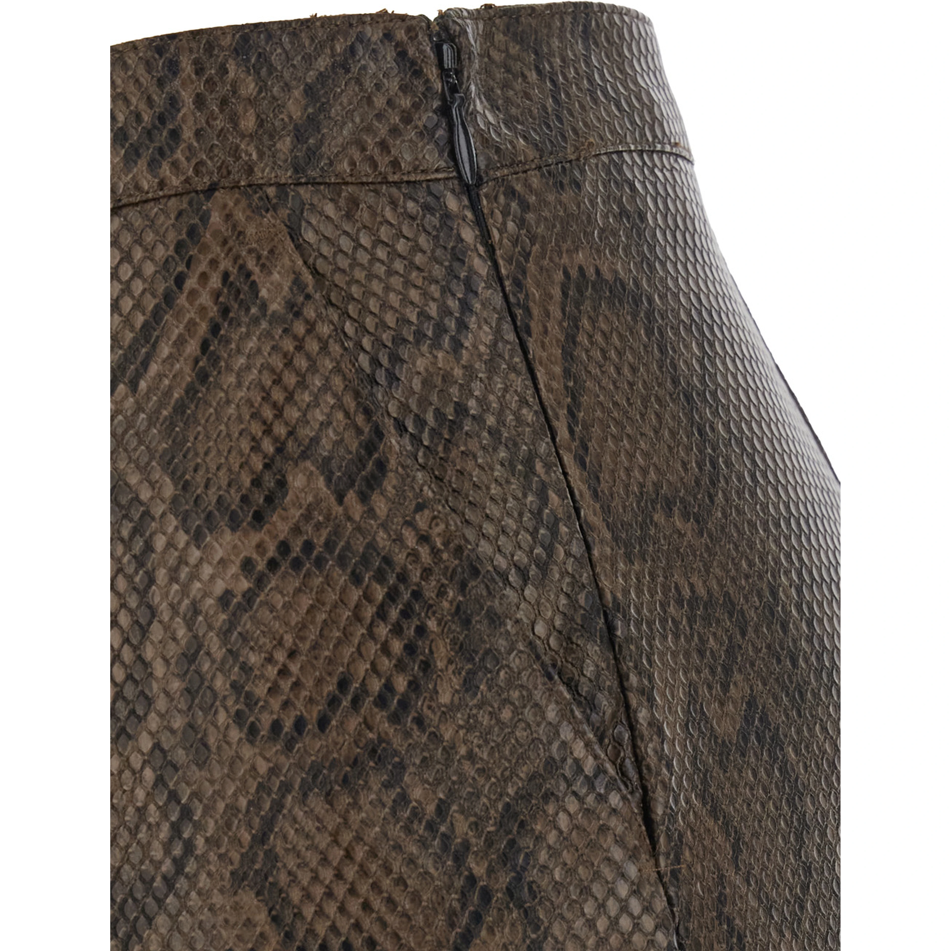 brown Skirt with snake print in Tech Fabric for women
