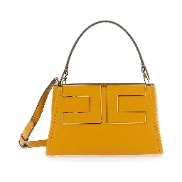Brown Handbag with Logo on the Front and adjustable and removable strap in Ecoleather for women