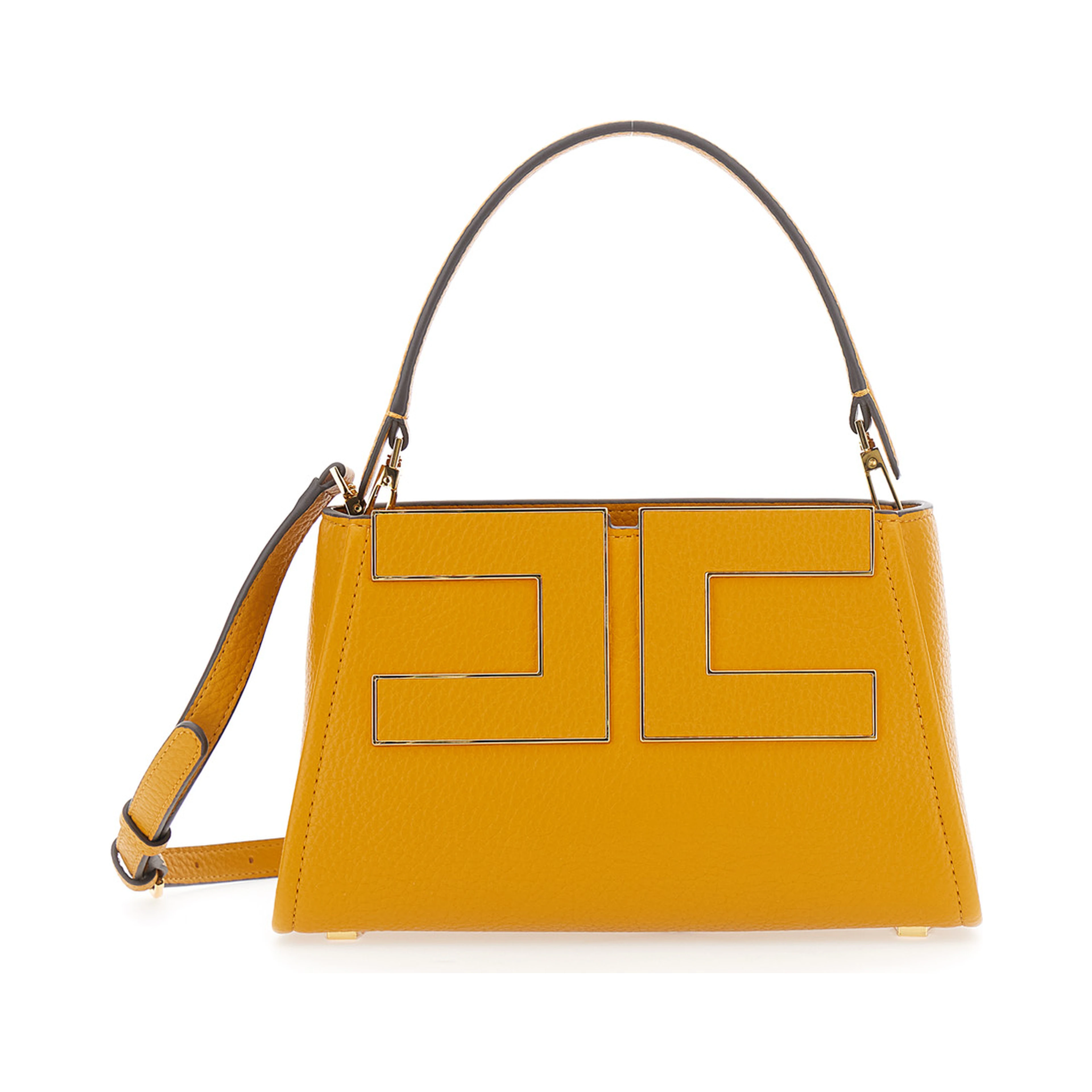Brown Handbag with Logo on the Front and adjustable and removable strap in Ecoleather for women