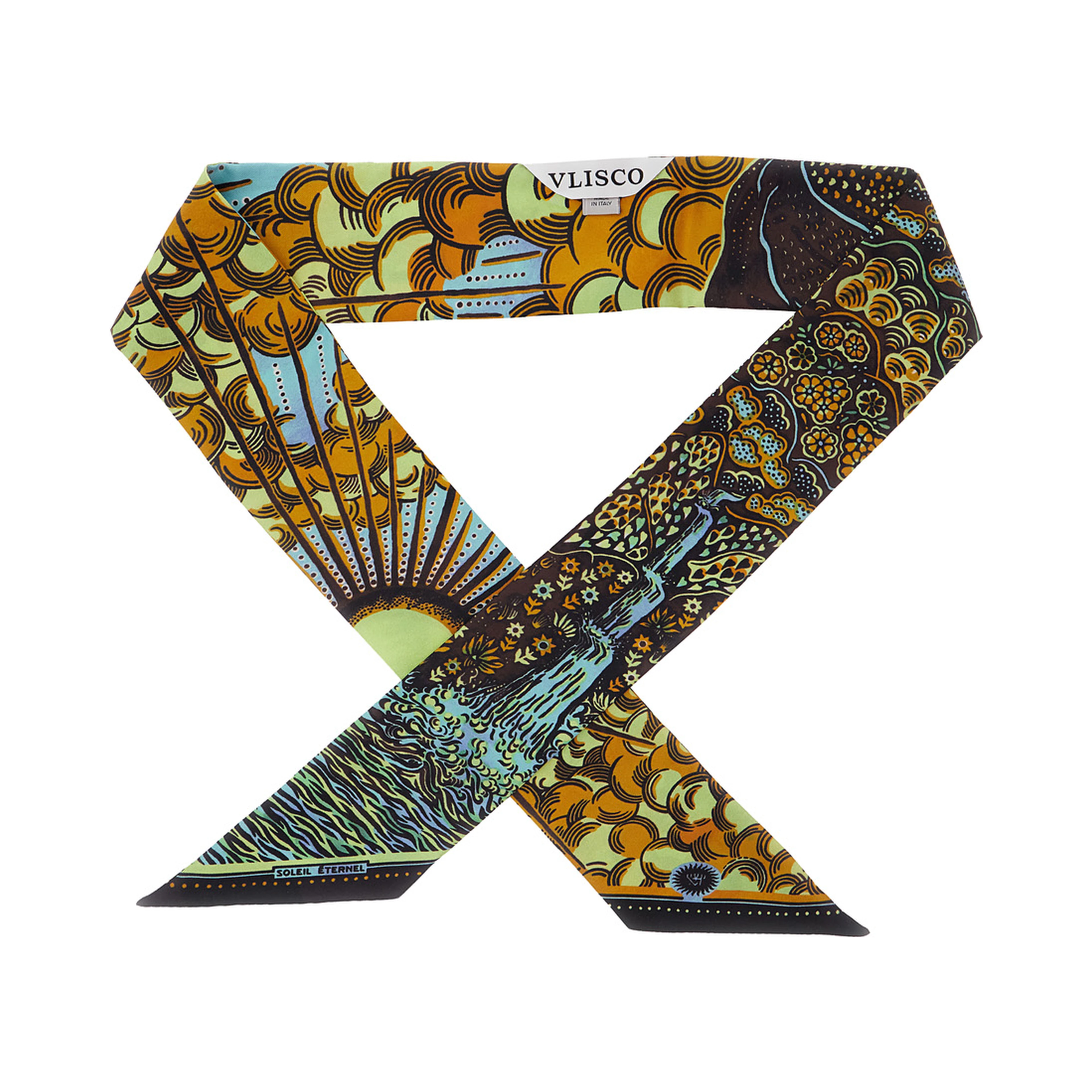 Eternal Sun multicolor Scarf with all-over floral print in silk for women