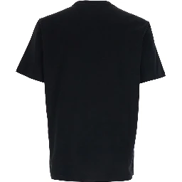 Crew Neck T-Shirt with Star Detail on the Front in Black Cotton for Men